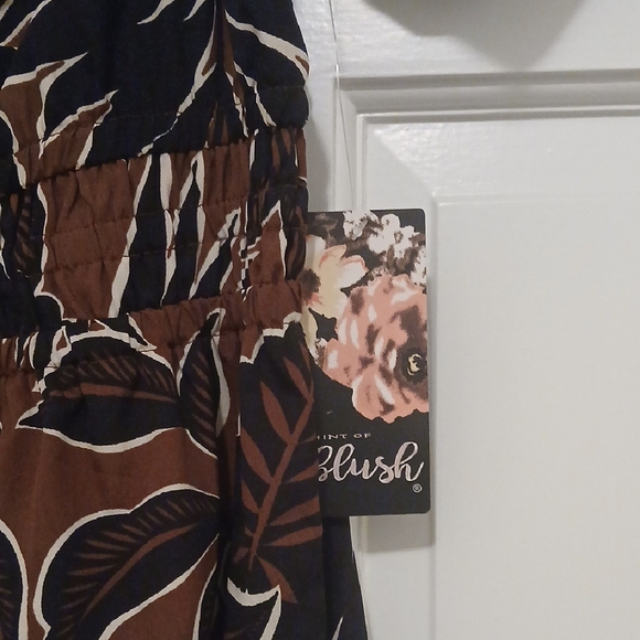 Blush Black and Brown Leaf Print Jumpsuit - Picture 4 of 6